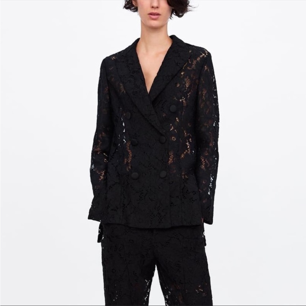 Zara black lace suit